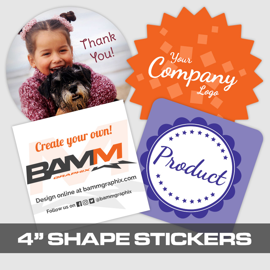 4″ Shape Stickers BAMM Graphix