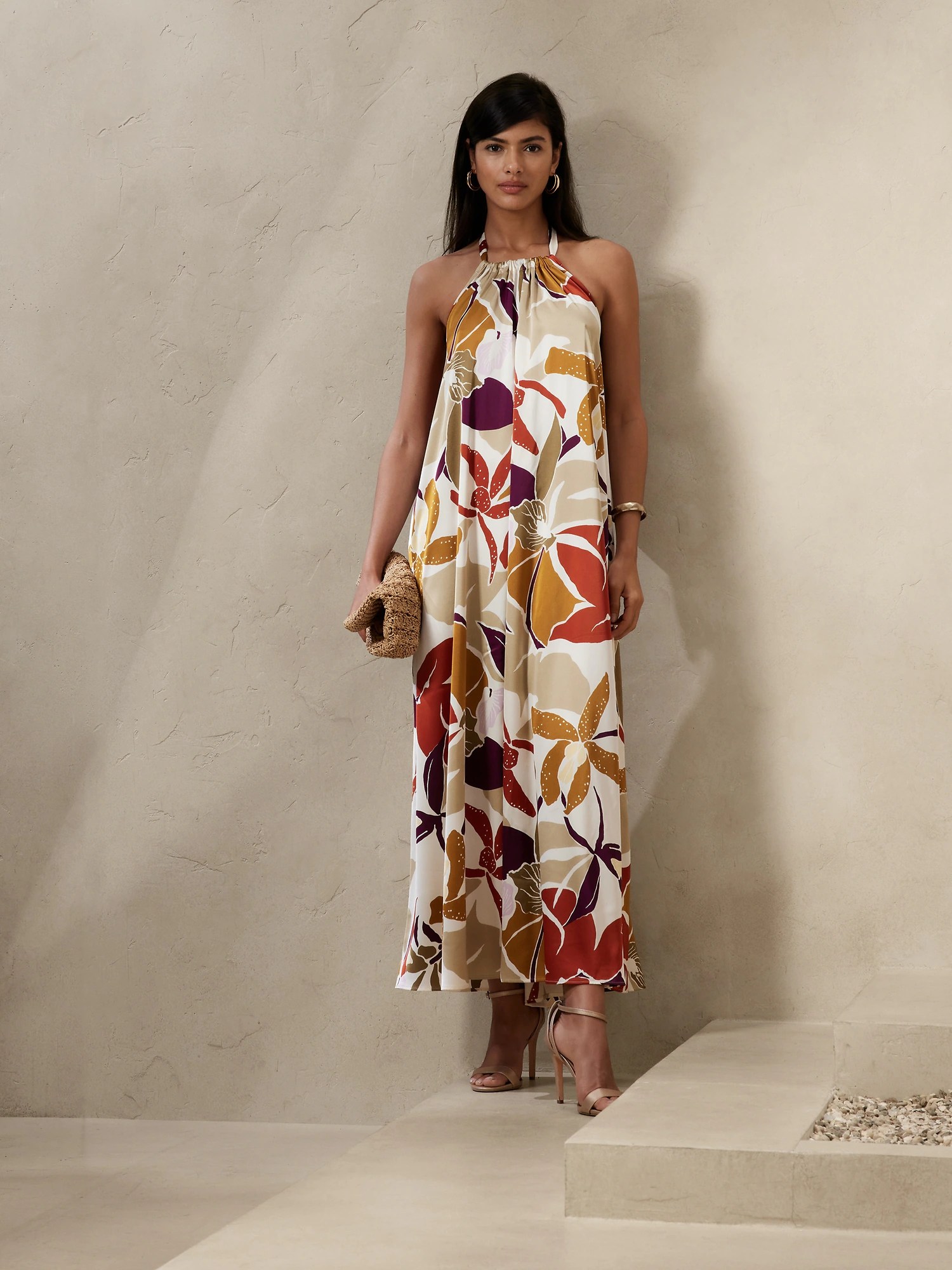 Halter Trapeze Maxi Dress Banana Republic Factory