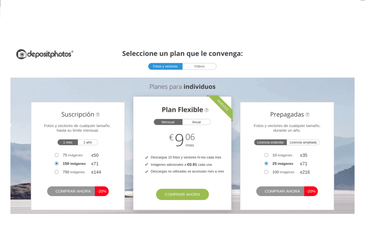 El codigo cupón de Depositphotos5 fotos gratuitas + un 25 de