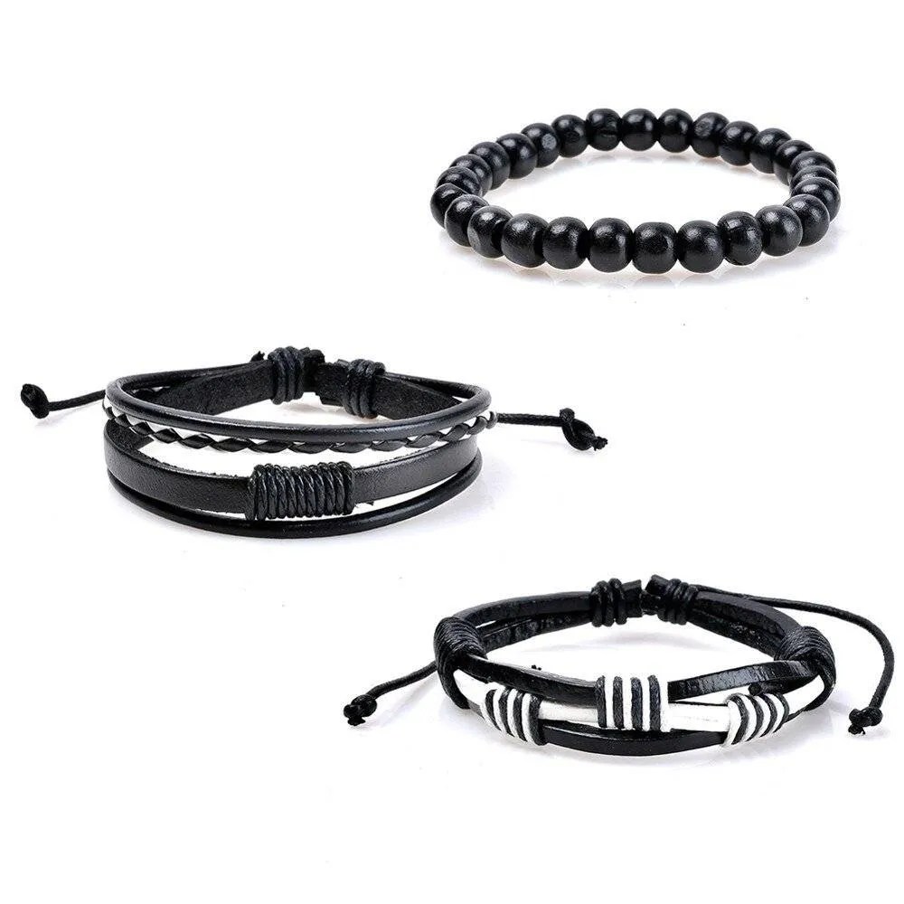 3Piece Bracelet Set With String Elements » Band And Bracelets