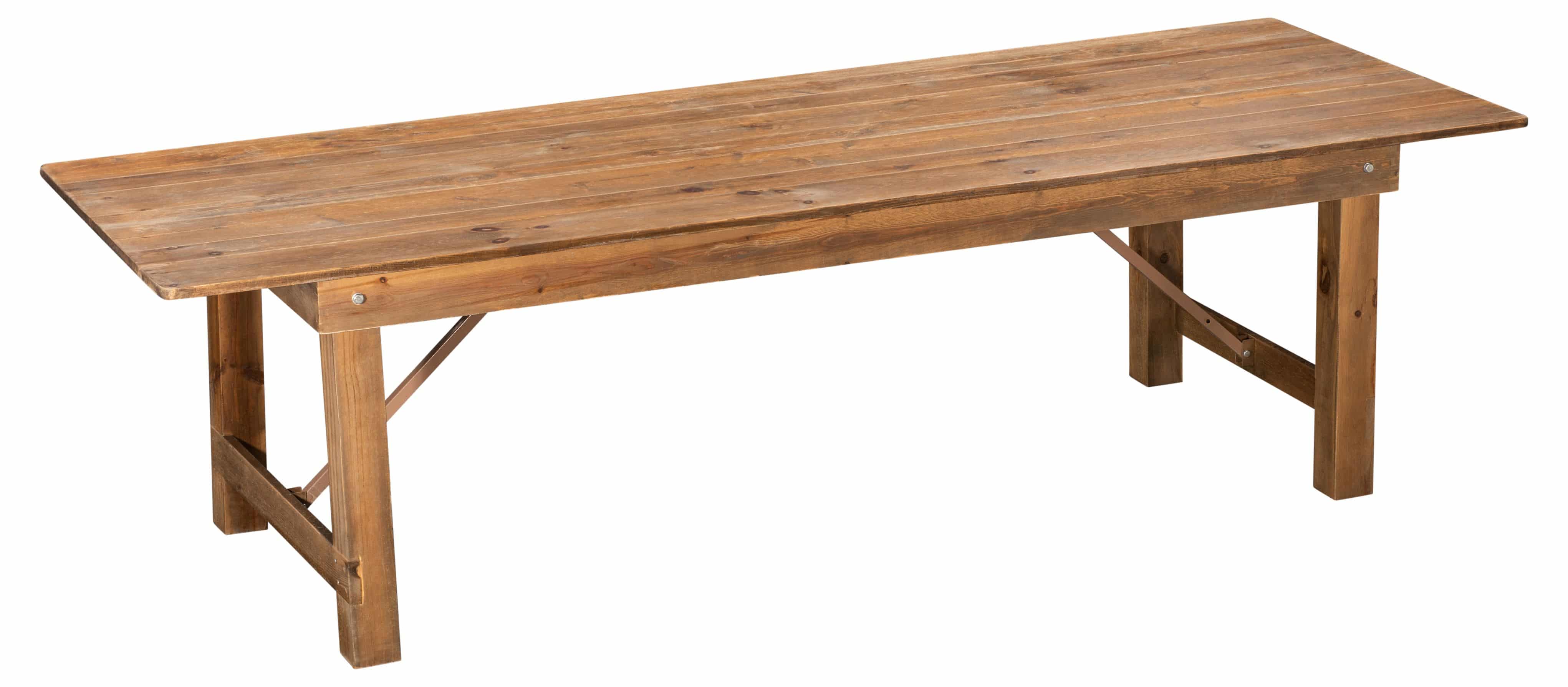 Antique Rustic Pine Farm Table Rental T118 B and B Tent & Party Rental