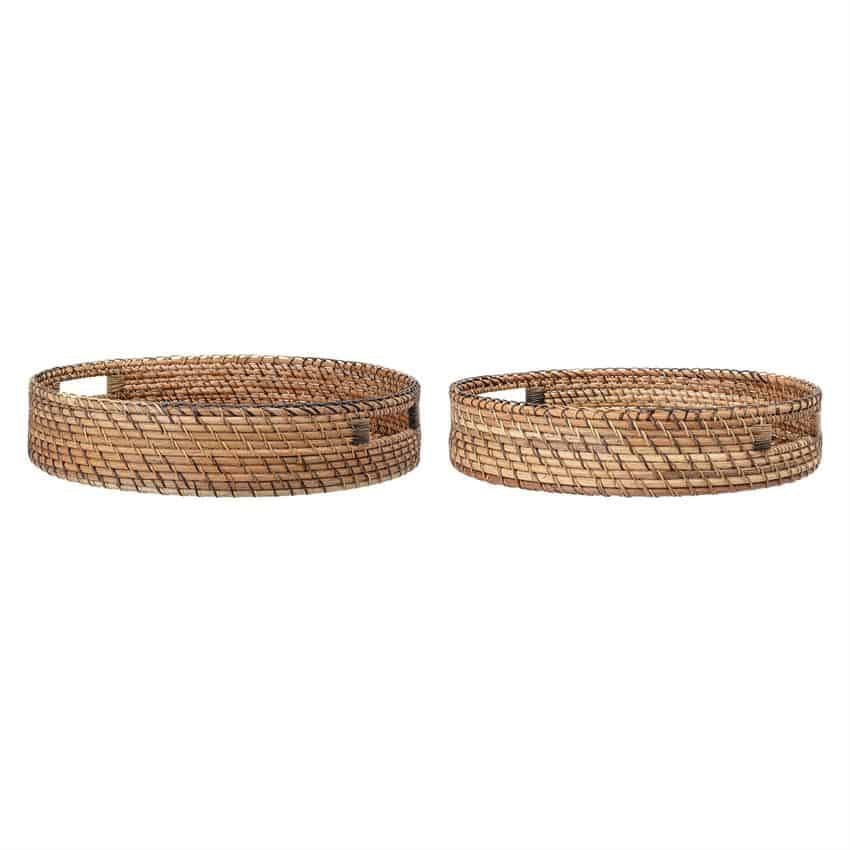 Decorative Woven Rattan Trays w/ Handles