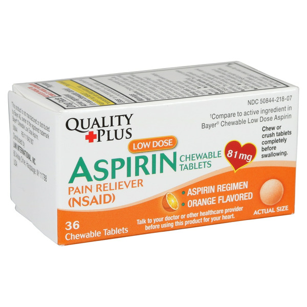 Quality Plus Low Dose Aspirin Chewable Tablets Banjoo SuperStore