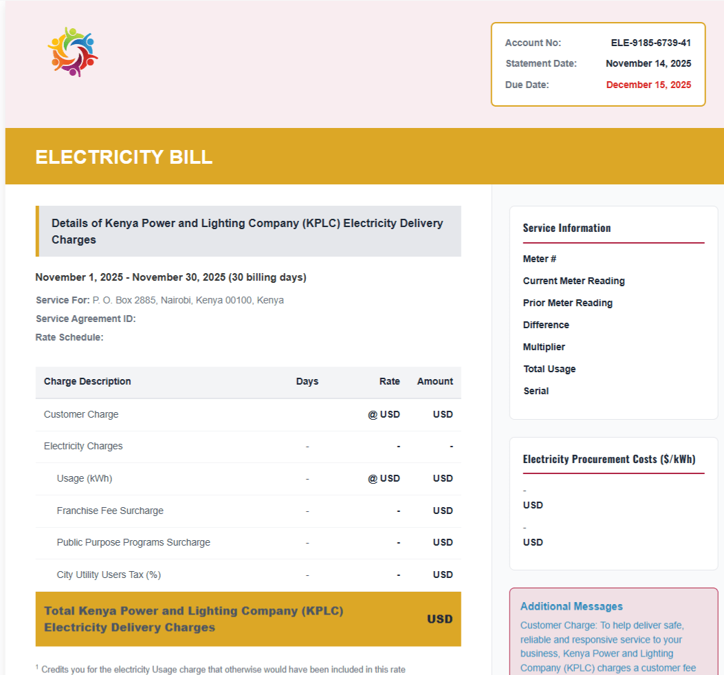 Utility Bill Generator Create Realistic Electricity, Gas, Phone