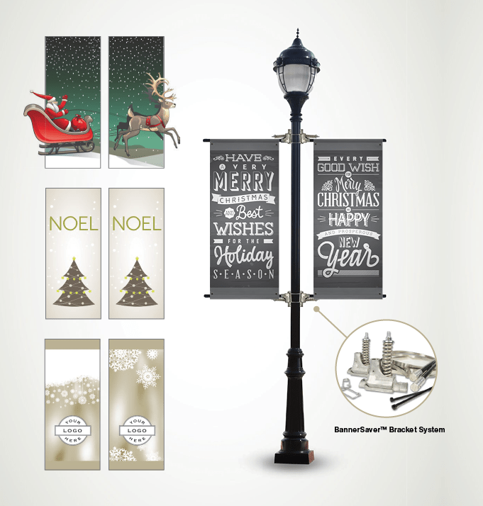 Holiday Light Pole Banners & Brackets