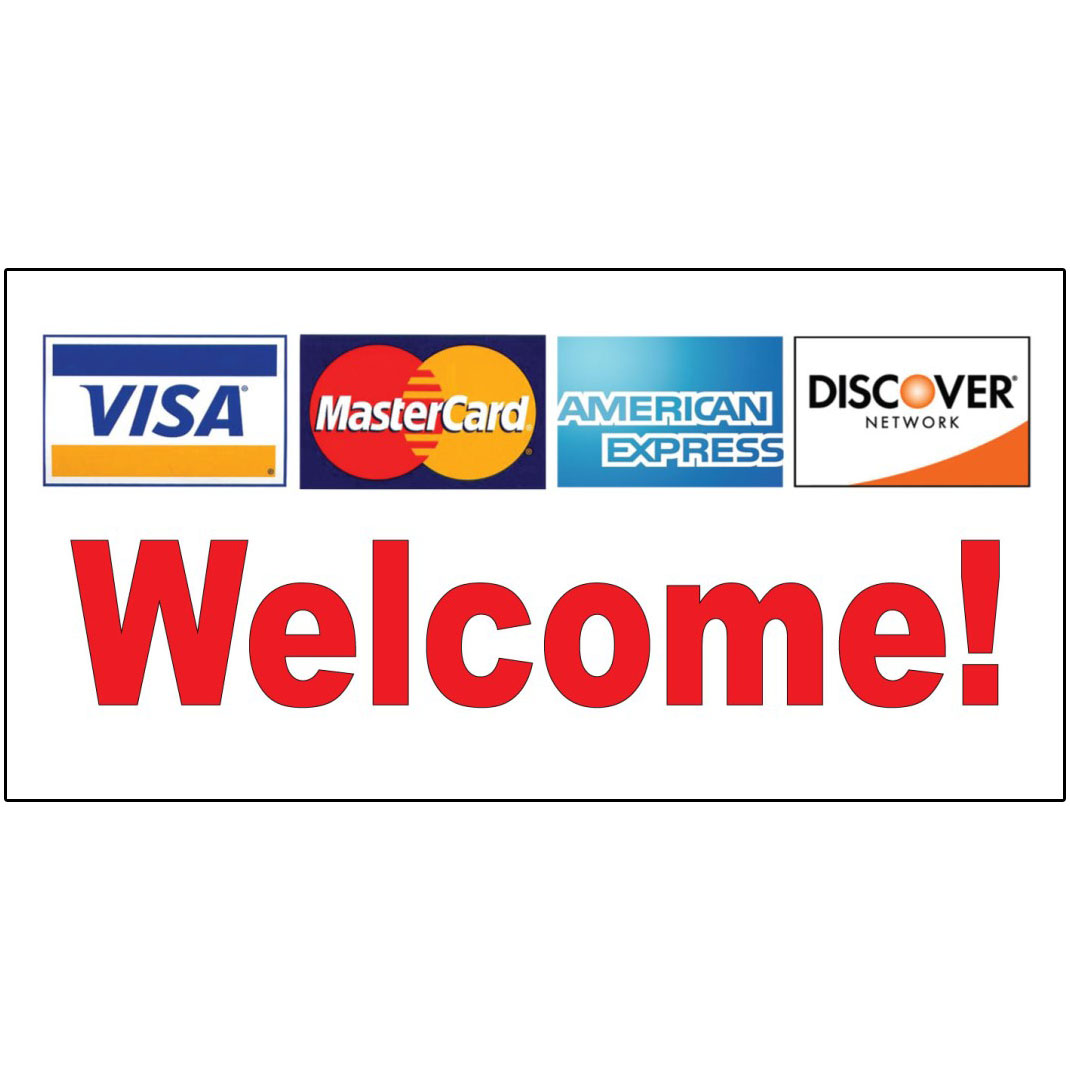 Visa Mastercard American Express Discover Red DECAL STICKER