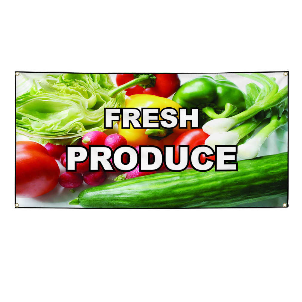Fresh Produce Food And Drink Vinyl Banner Sign W/ Grommets