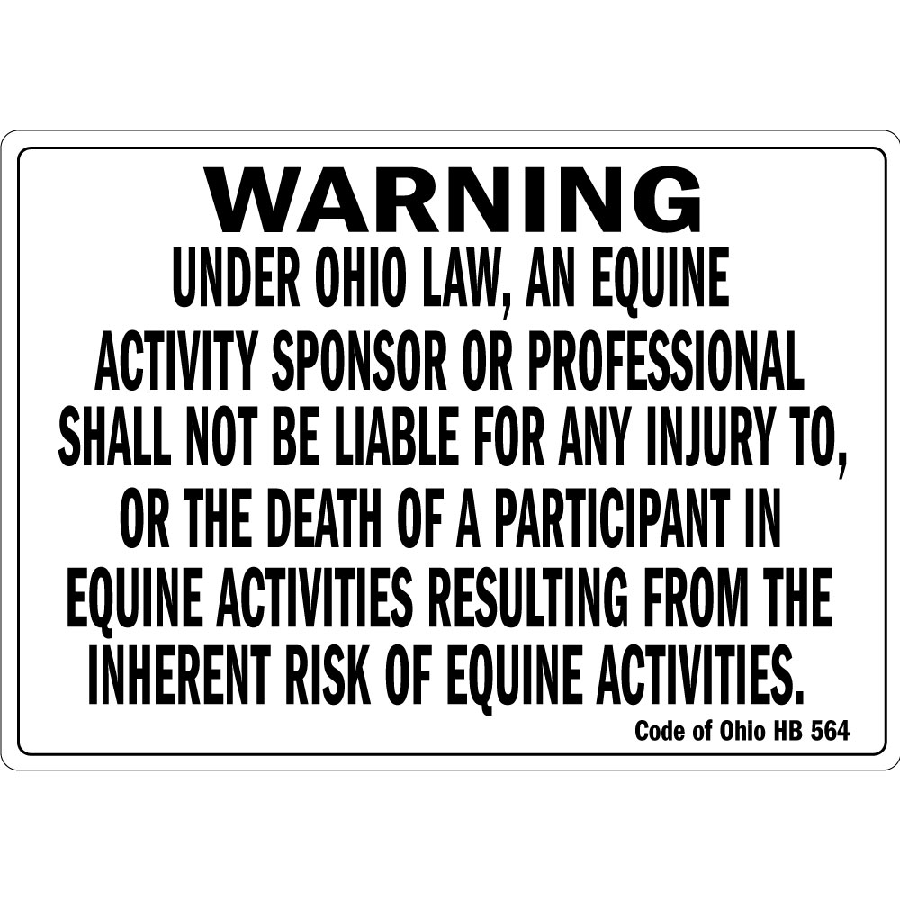 Warning Under Ohio Law An Equine Activity Osha Metal Aluminum Sign eBay