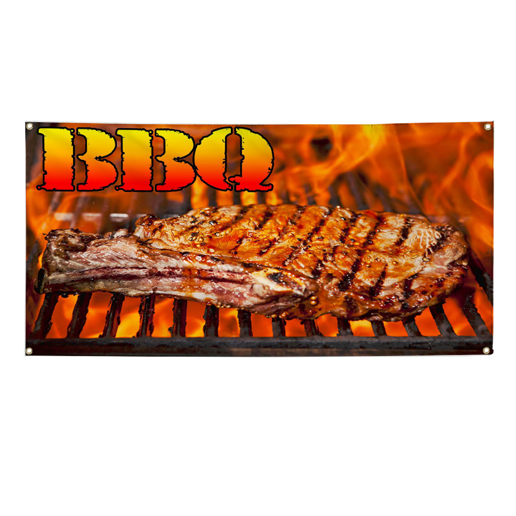 Bbq With An Image Style 2 13oz Vinyl Banner Sign with Grommets eBay