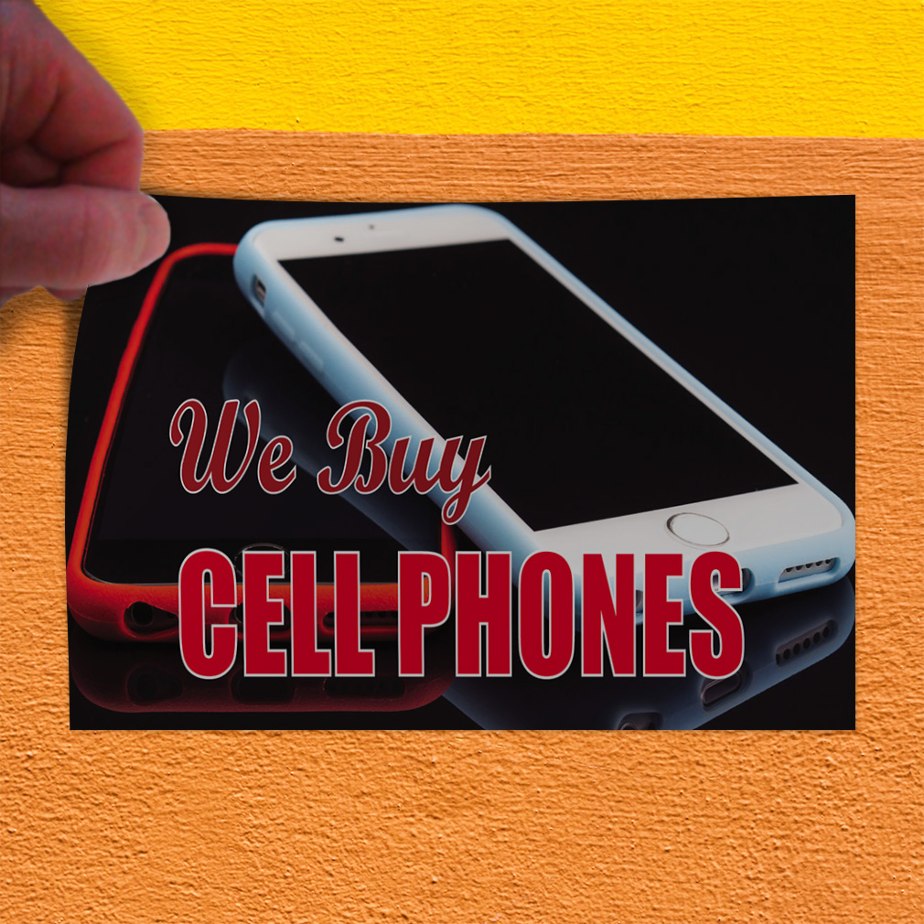 Decal Stickers We Buy Cell Phones Black Red Vinyl Store Sign Label