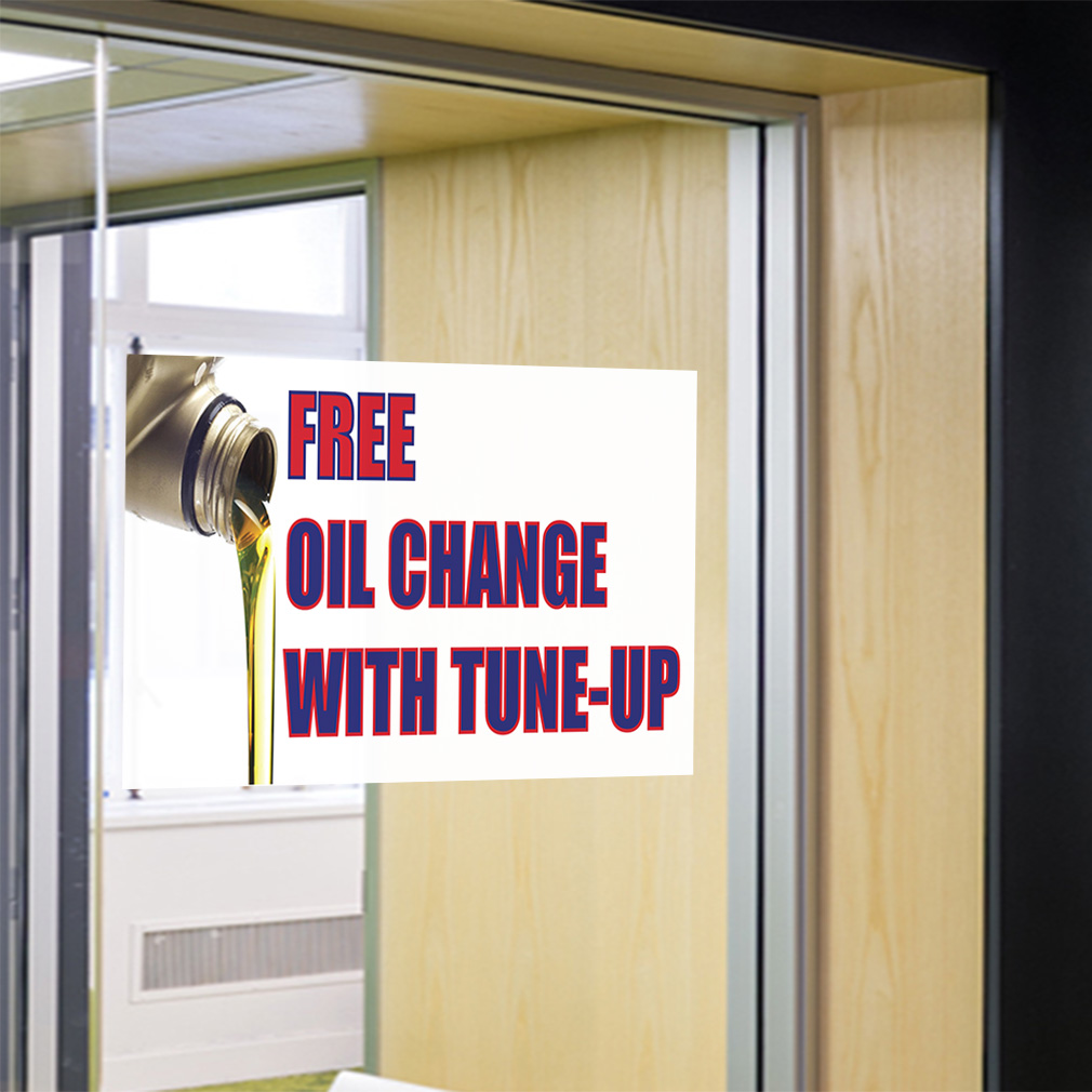 Decal Stickers Free Oil Change with TuneUp Vinyl Store Sign Label
