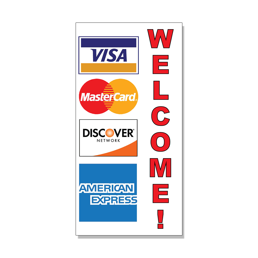 Visa Mastercard American Express Discover Red DECAL STICKER