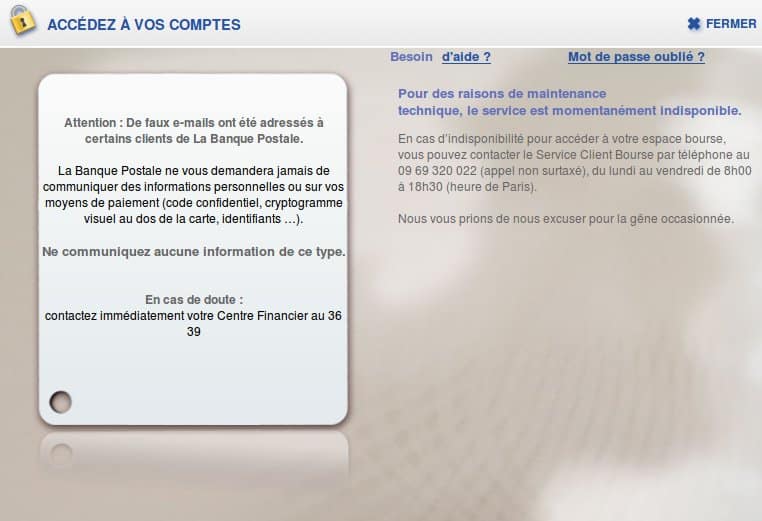 Impossible d'accéder à mon compte sur la Banque Postale Solution