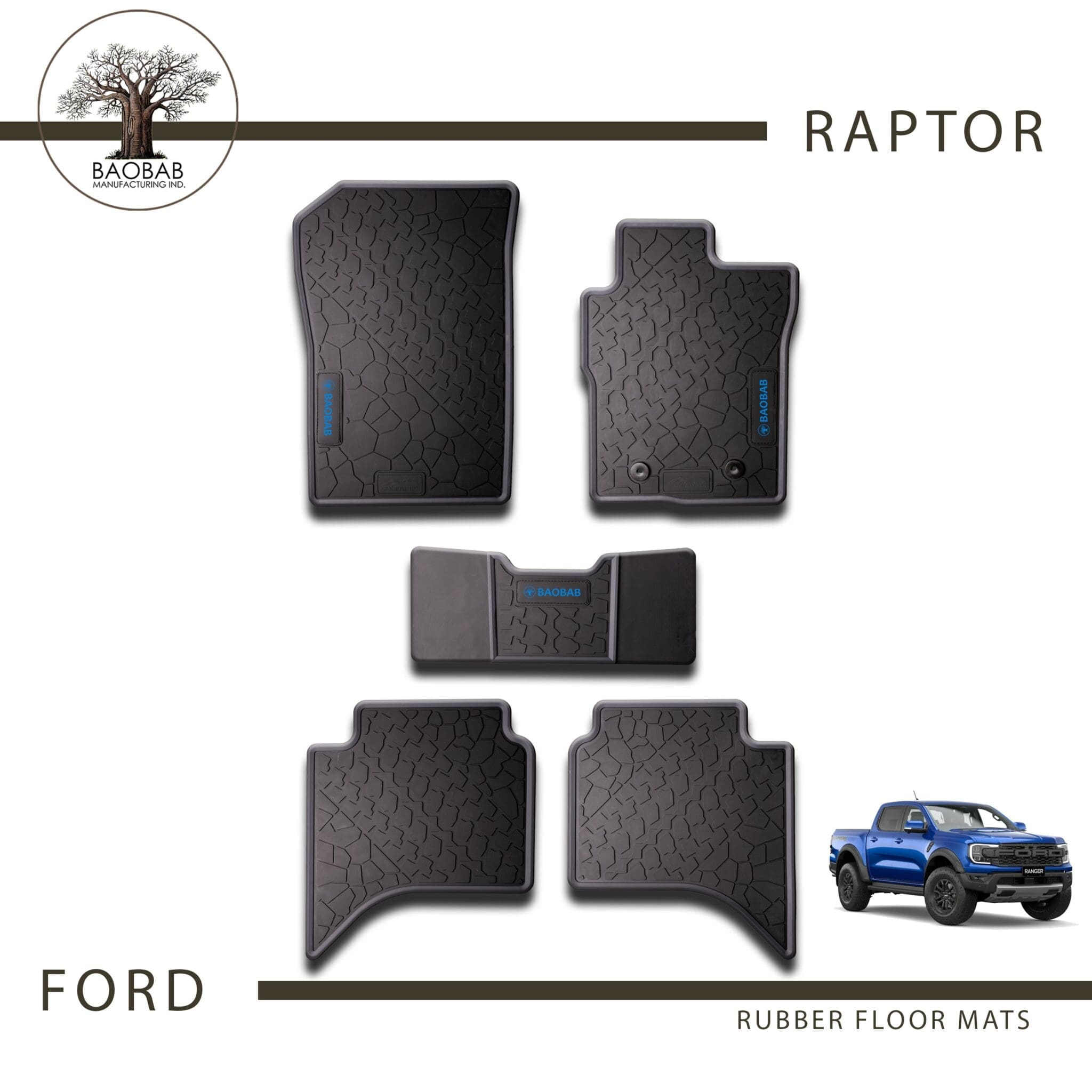 Next Gen Ford Ranger Raptor Baobab Rubber Floor Mats For Sale Baobab
