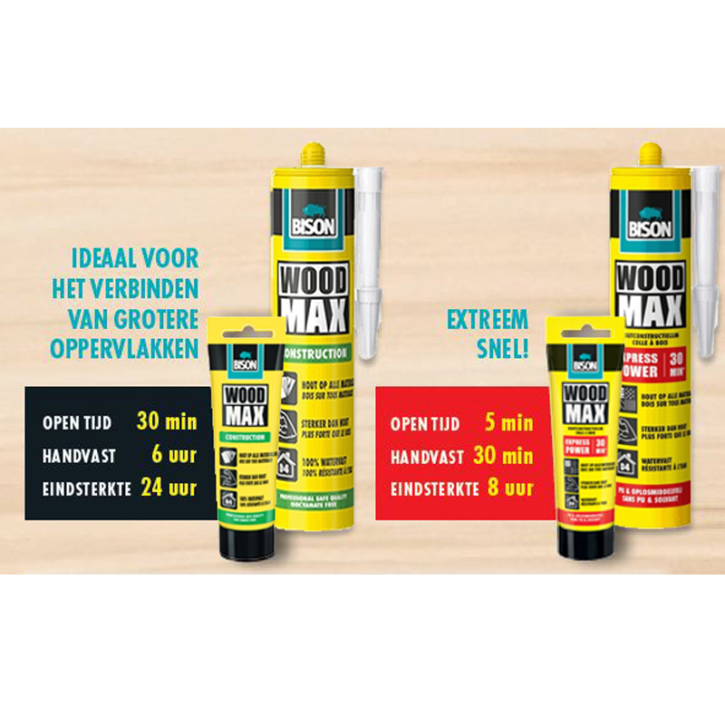 Bison Wood Max Express houtconstructielijm D4 380 gram Baptist