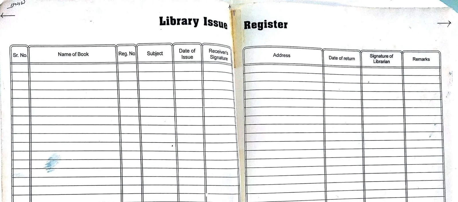 Library book Issue Register for school format for maintaining of records