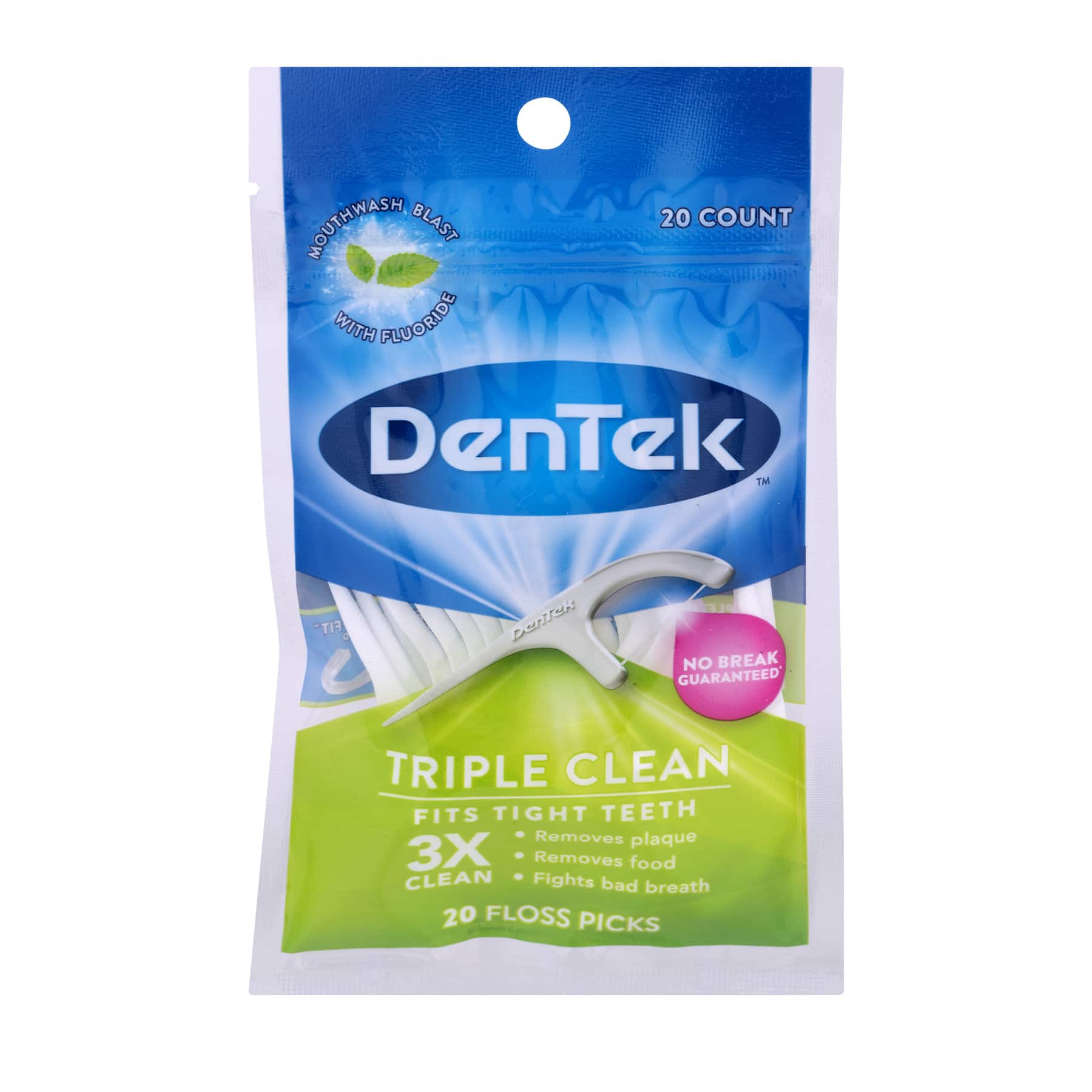 Dentek Triple Clean Floss Pick 20ct Barayah Medical