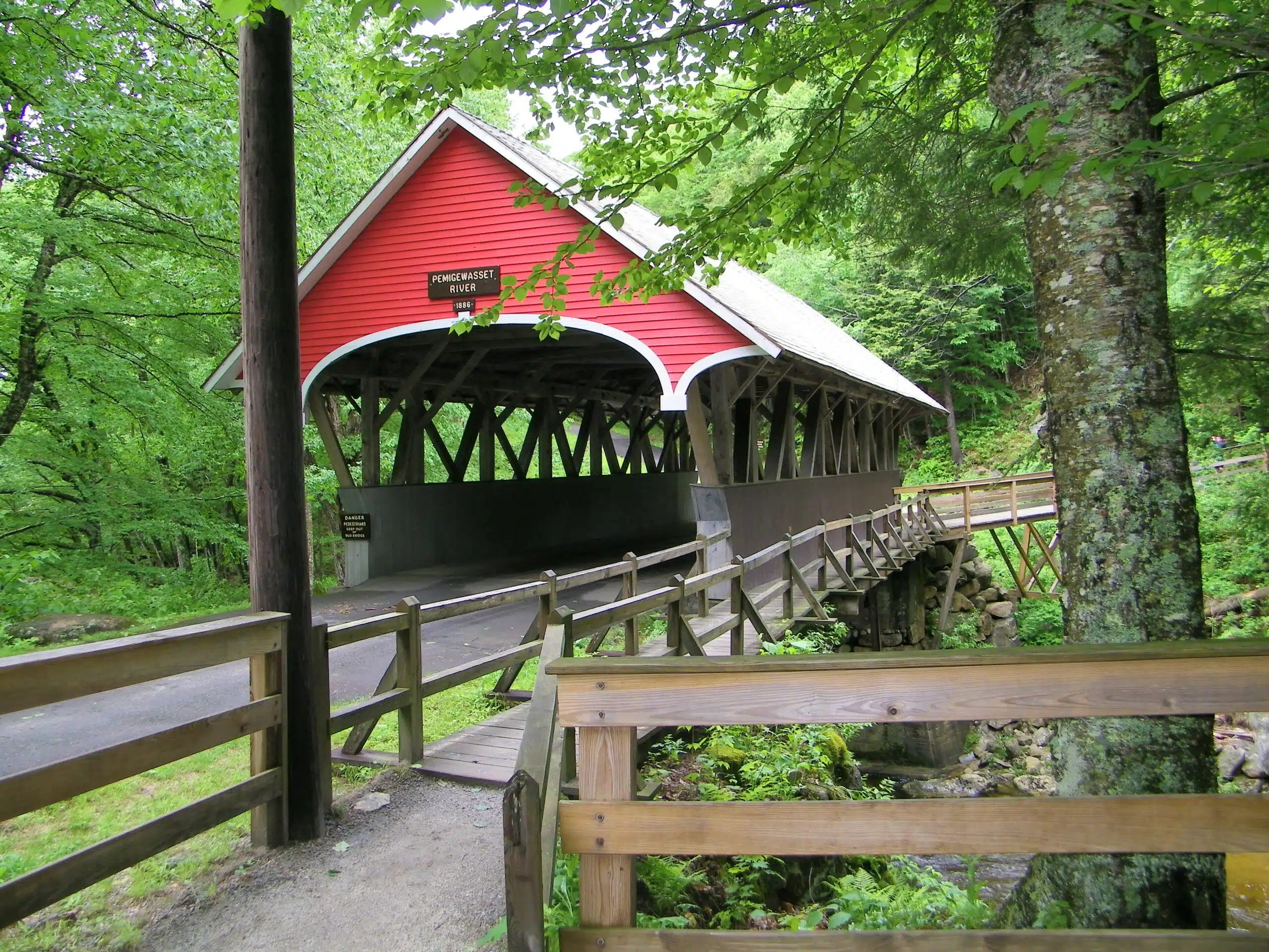 Covered Bridge over the Pemigewasset River in Franconia Notch State