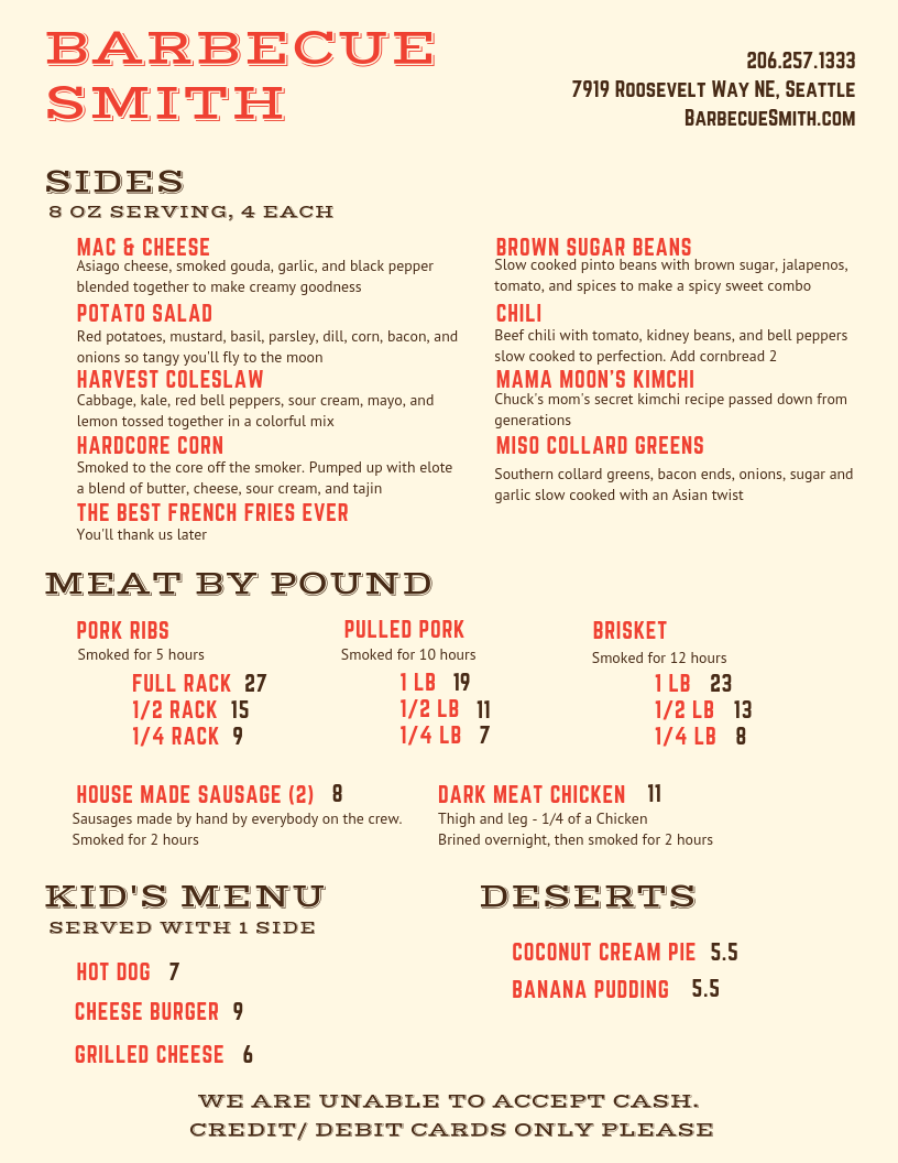 Menu Barbecue Smith