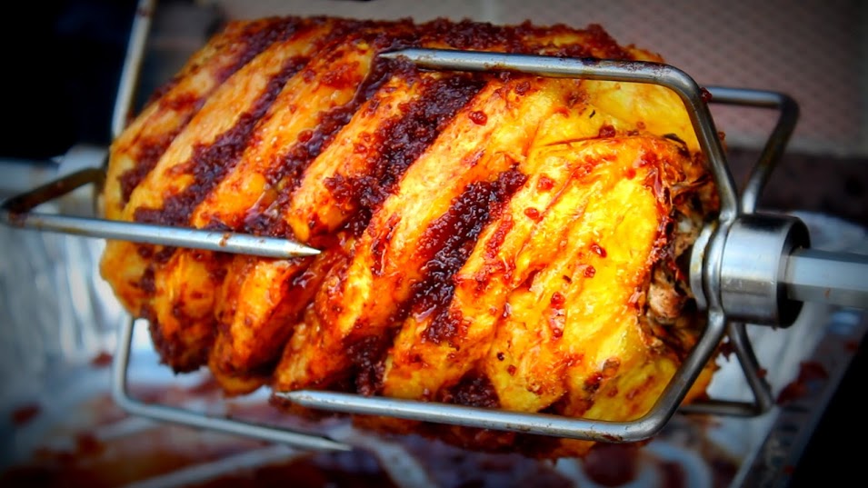 Rotisserie Roasted Spiral Cut Pineapple Barbecue Tricks