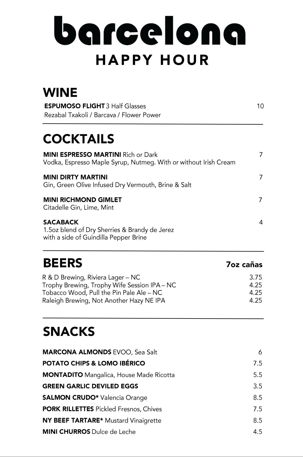 Raleigh Barcelona Wine Bar