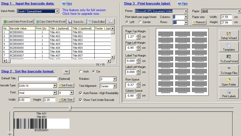 In the Step 2, you can define the barcode's format barcode type