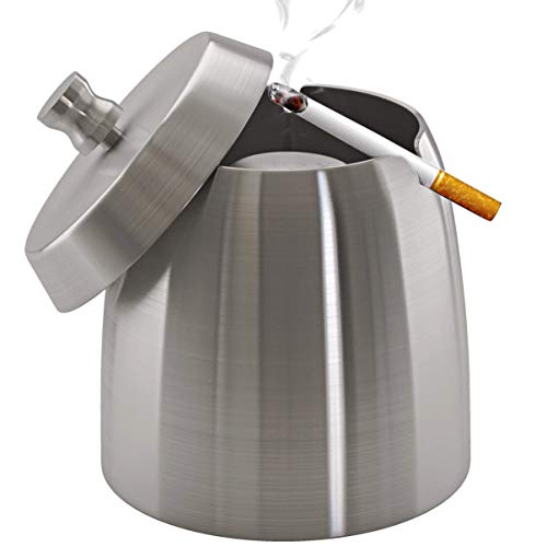 UPC 765531849862 Stainless Steel Indoor/Outdoor Ashtray with Lid