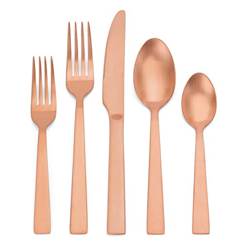 UPC 783926164161 Rose Gold Silverware Set, Satin Finish 20 Piece Flatware Set, Service for 4