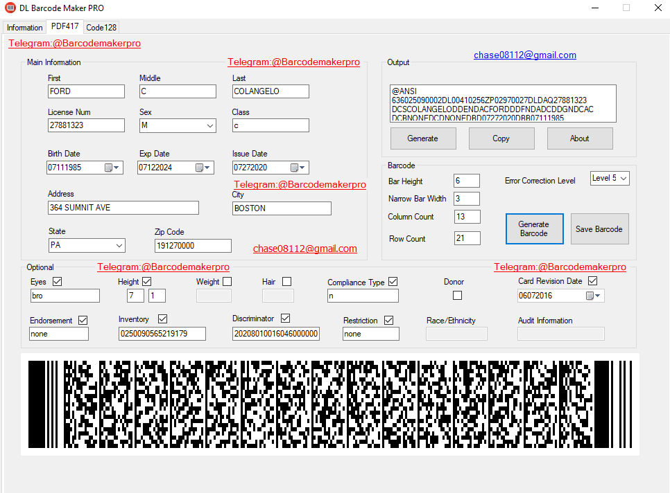 pdf417 barcode generator for drivers license Barcode Maker Pro
