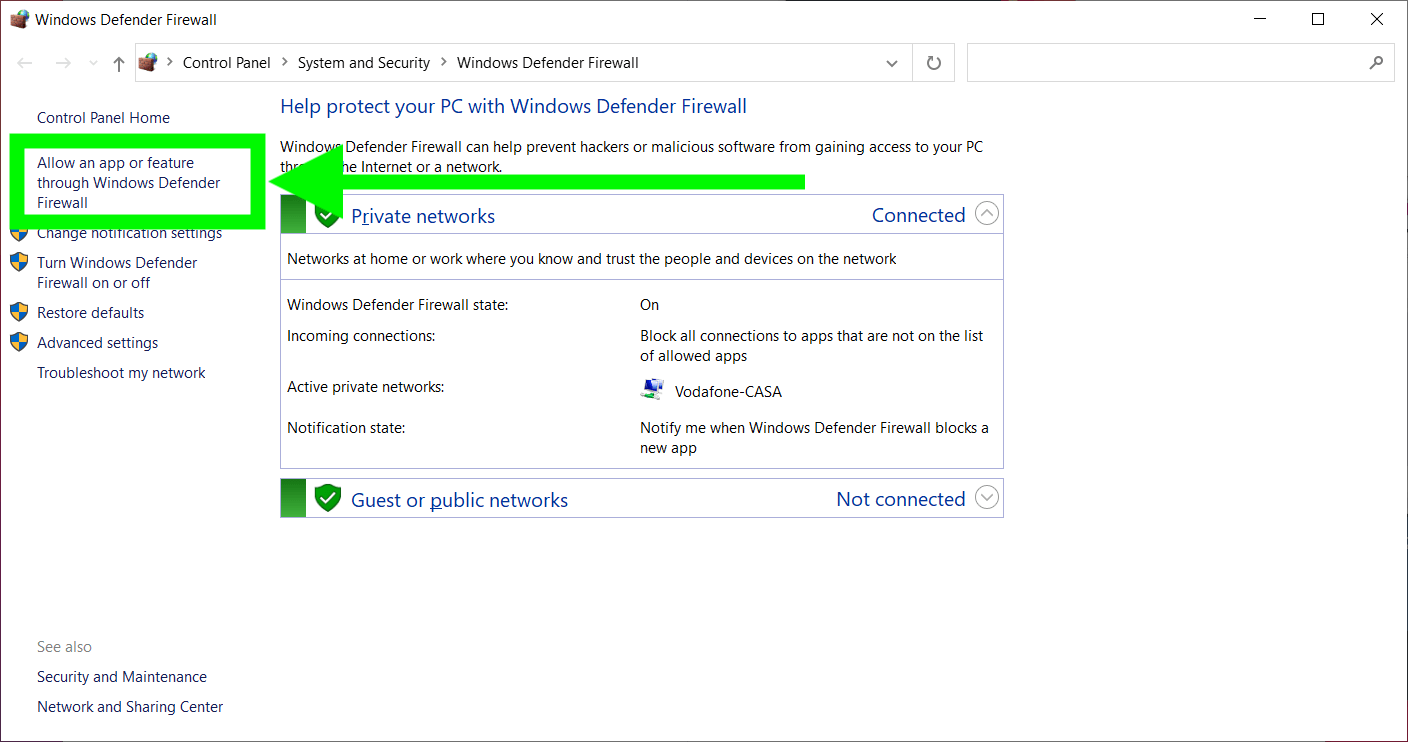 Configure Windows Firewall Barcode to PC