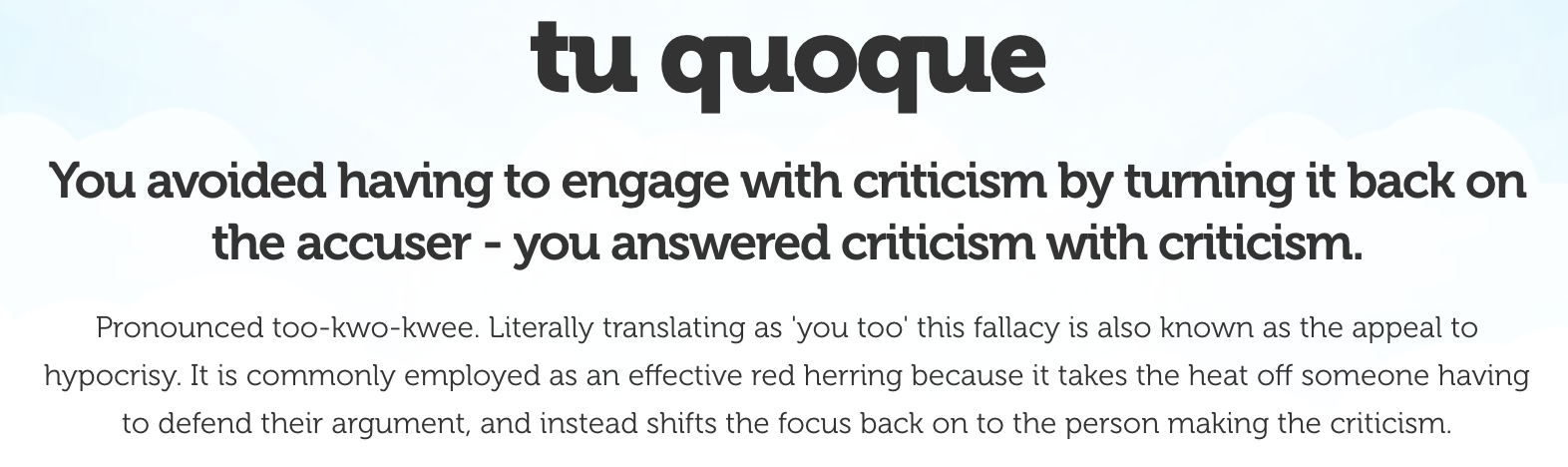 Tu Quoque Anatomy of an online argument
