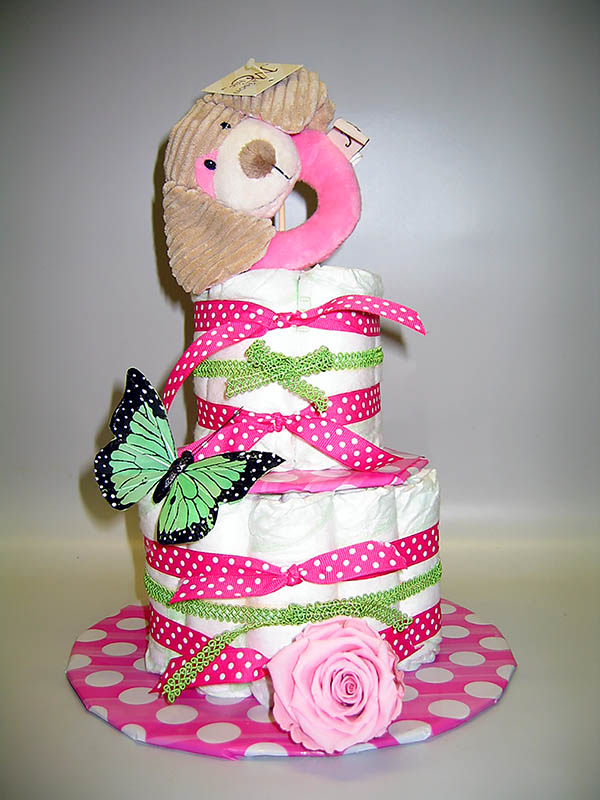 Gâteau de couches bébé fille N23 Bardou Fleuriste