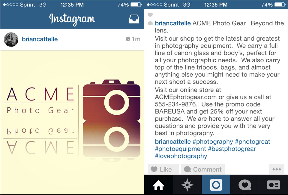 Sponsorship Example Instagram BARE USA BARE USA