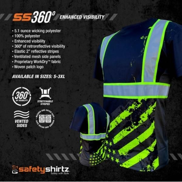 SafetyShirtz Stealth American Grit Black TypeO Reflective Safety