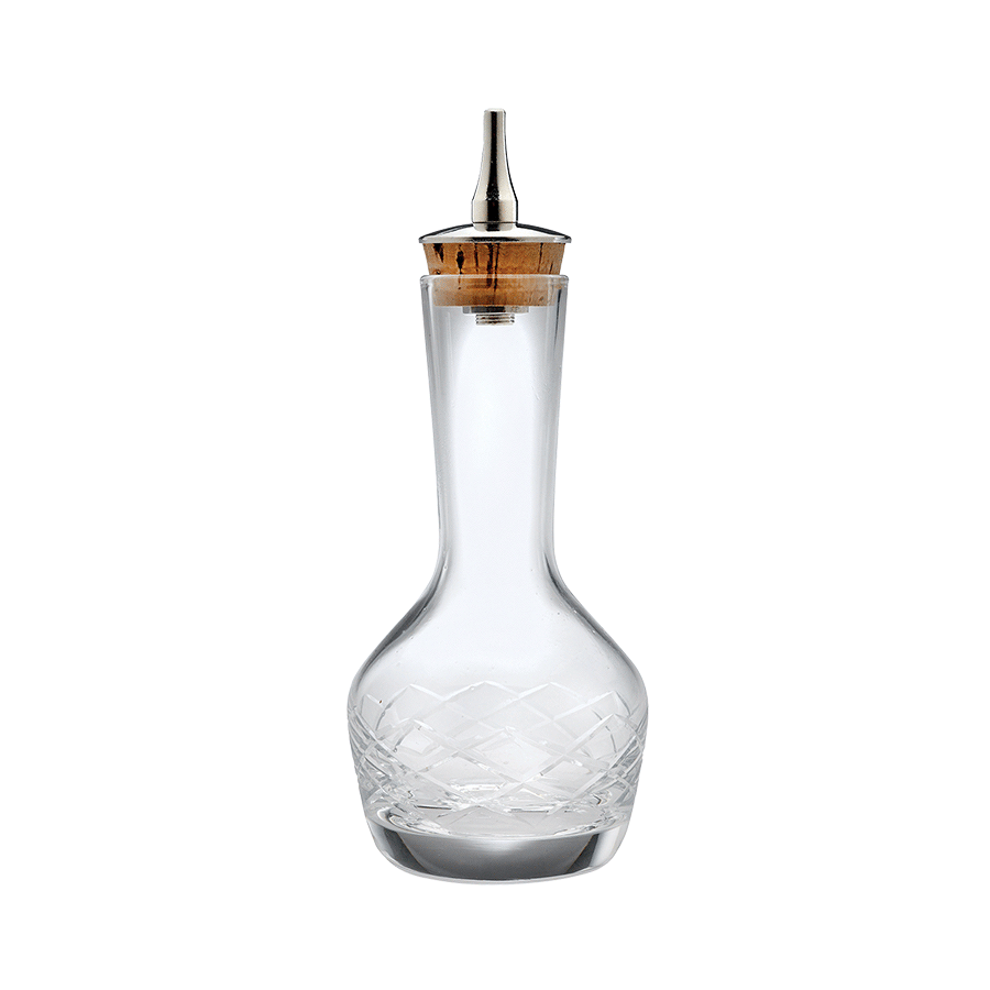 3 oz. Glass Bitters Bottle Contemporary Design Stainless Steel Top