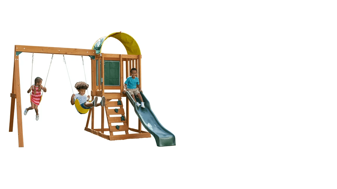 KidKraft Ainsley Fort Wooden Outdoor Playset/ Swing Set BargainLow