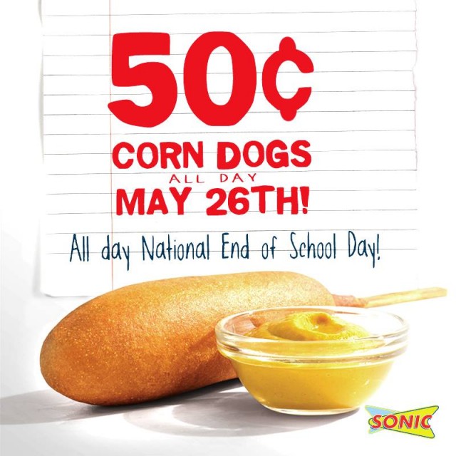 Tuesday Freebies 50¢ Corn Dogs at Sonic!