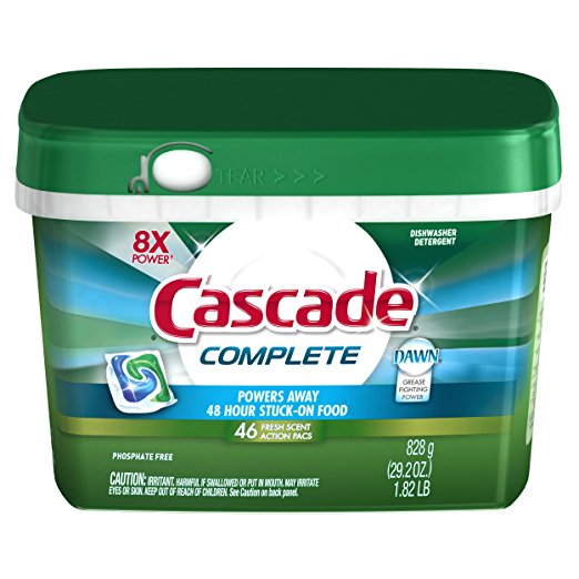 Cascade Complete ActionPacs Dishwasher Detergent Fresh Scent 46 Ct Only