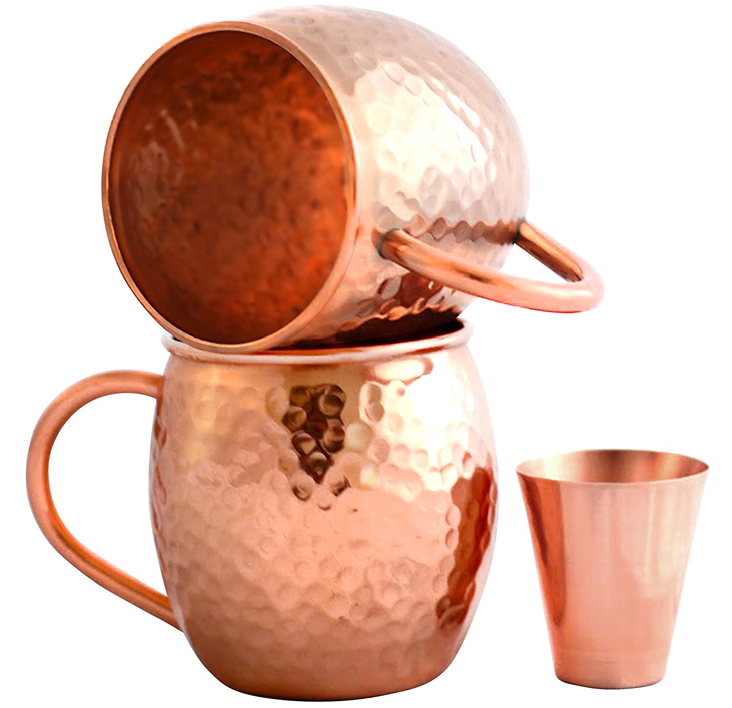 Set of 2 Moscow Mule Copper Mugs (plus shot glass) only 25.99