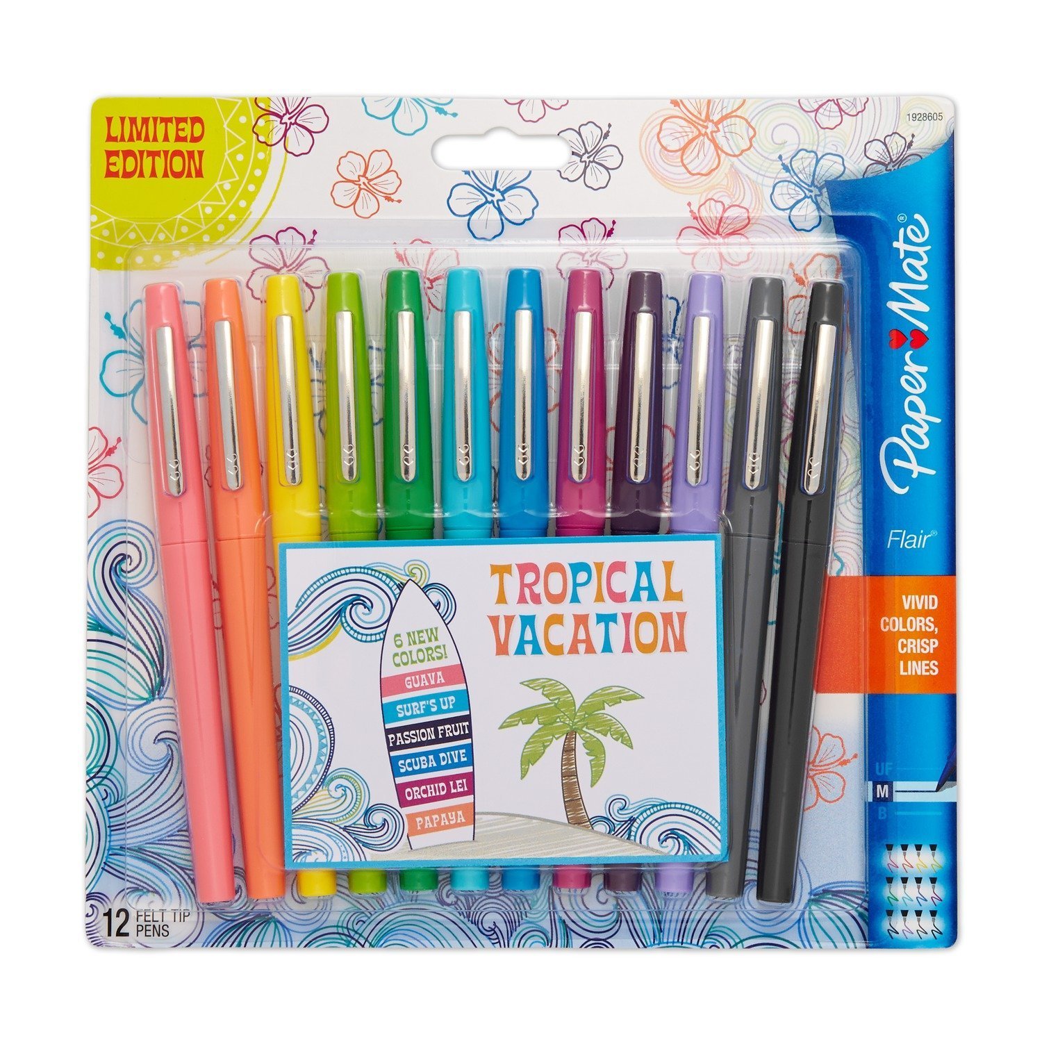 Paper Mate Flair Felt Tip Pen, Tropical Colors 12 Count 3.01