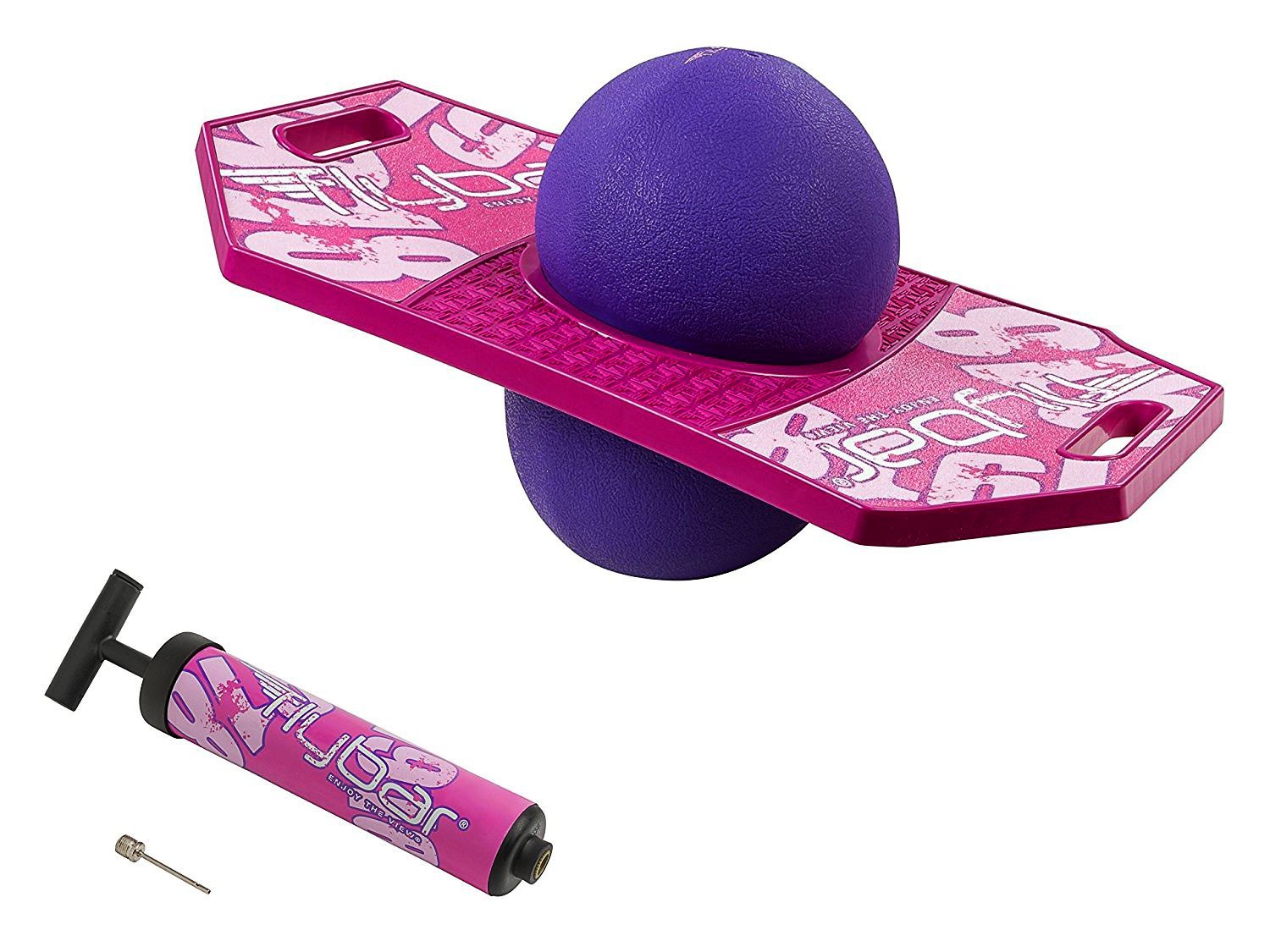 Flybar Pogo Ball Trick Board With Grip Tape & Ball Pump For Kids Ages 6
