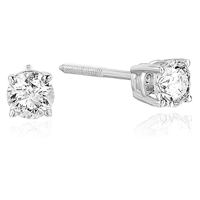 1/2 cttw Certified Diamond Stud Earrings 14K White Gold I1I2 With