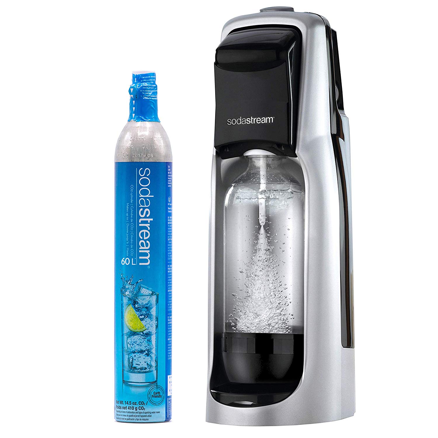 SodaStream Jet Sparkling Water Maker (Silver), with CO2 and BPA free