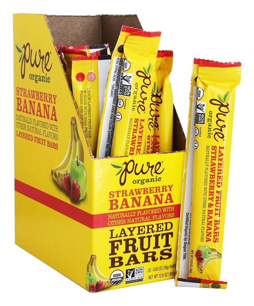 Pure Organic Strawberry Banana Layered Fruit Bar Organic, GlutenFree, NonGMO Project