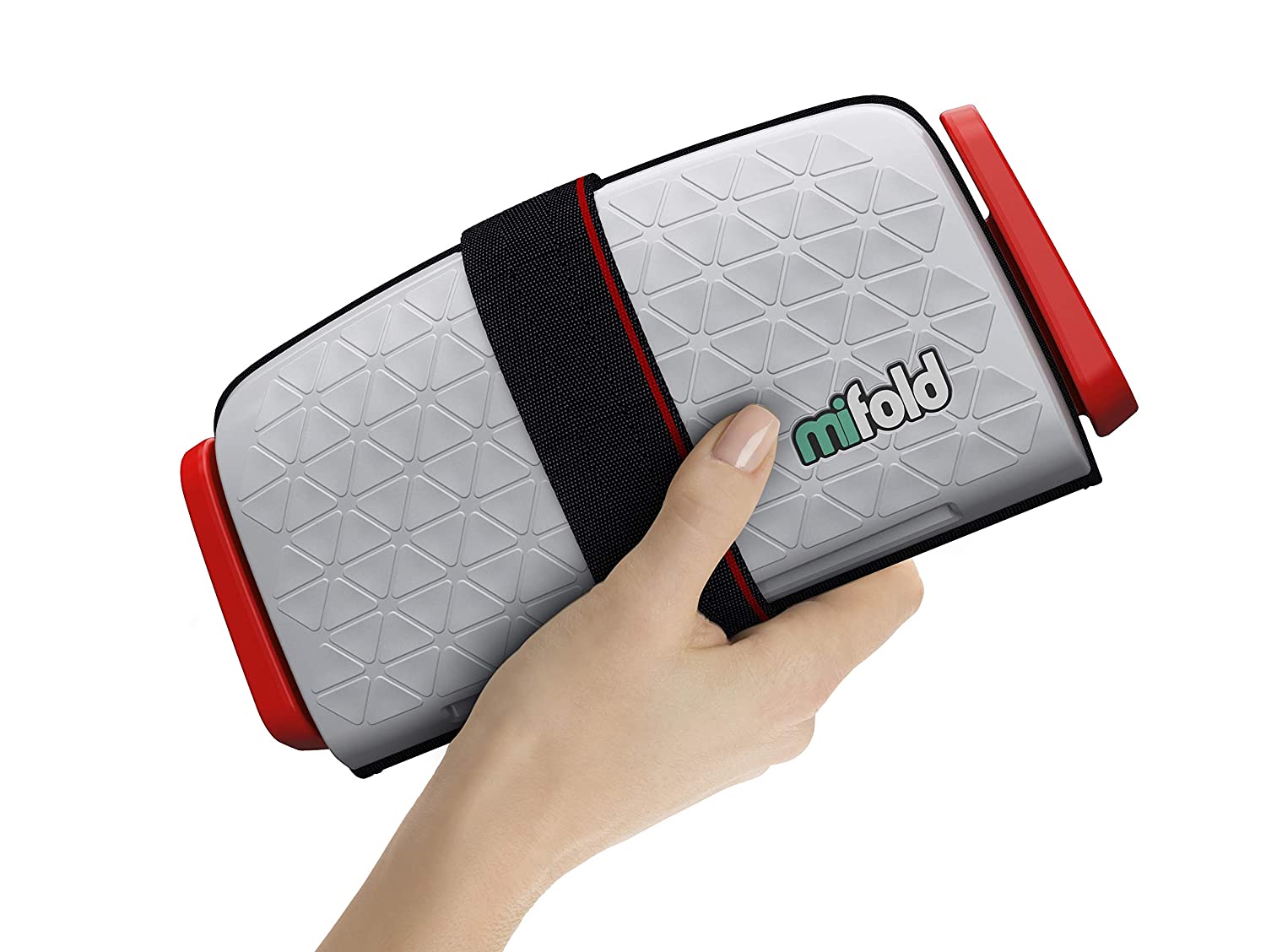 mifold Grabandgo Car Booster Seat, Pearl Silver Compact and