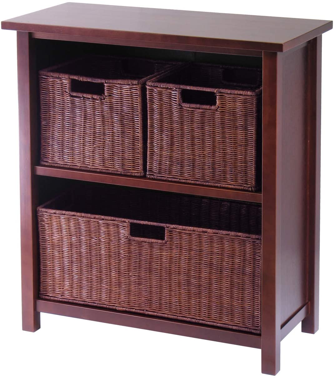 Winsome Milan 3 Tier Wood Bookcase Winsome Wood Milan Wood 3 Tier Open in Antique Walnut Finish