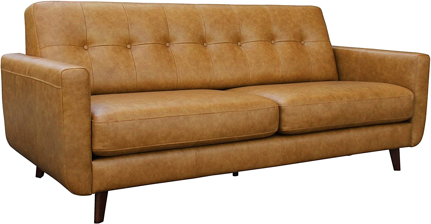 Amazon Brand Rivet Sloane Modern Leather Sofa with Tufted Back, 79.9