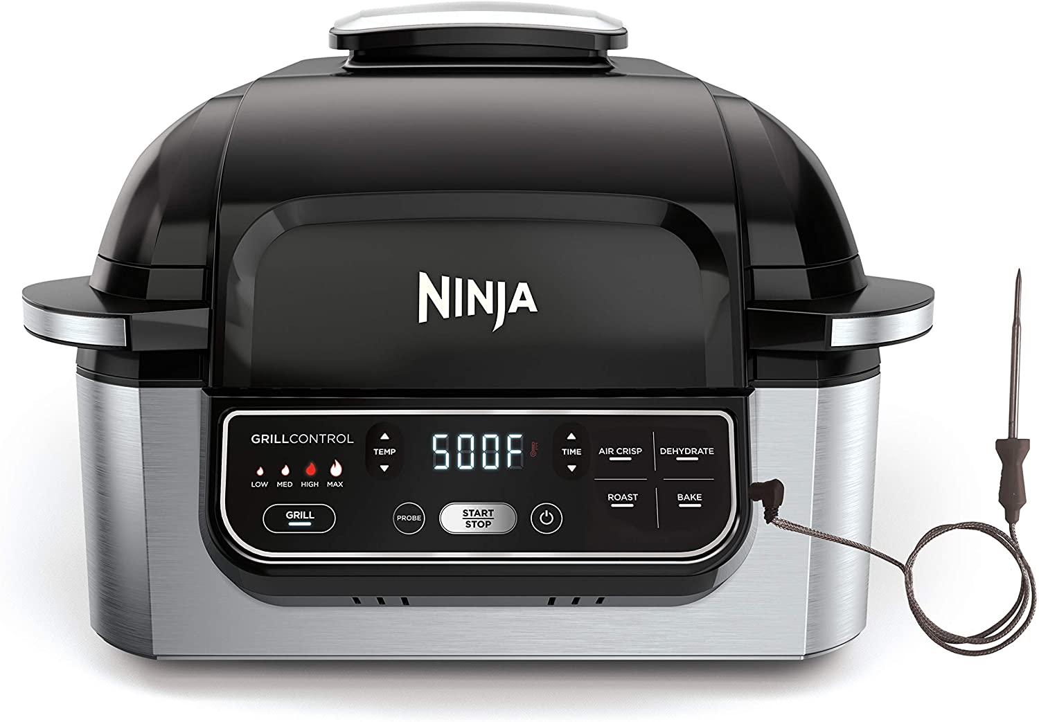 Ninja Foodi Pro 5in1 Integrated Smart Probe and Cyclonic Technology Indoor Grill, Air Fryer