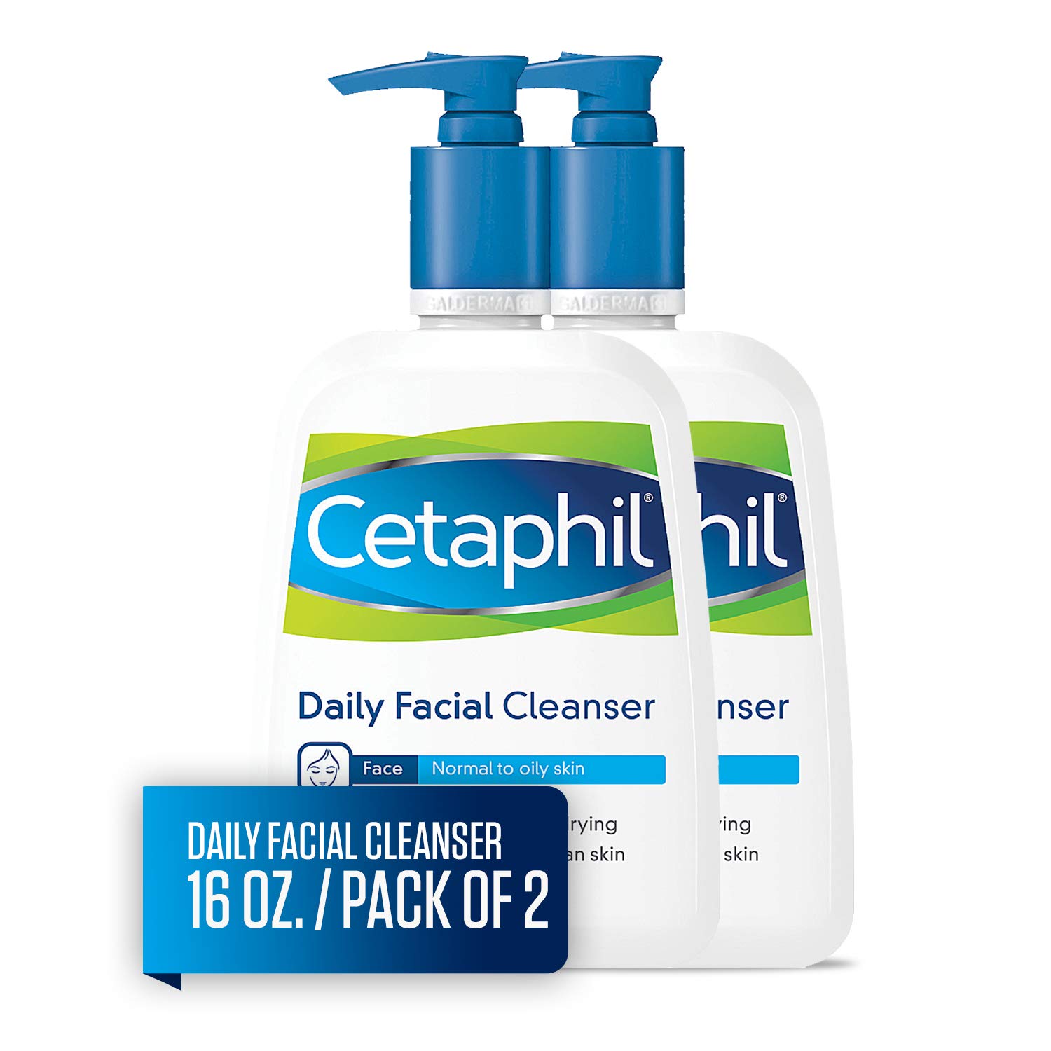 Cetaphil Facial Cleanser, Daily Face Wash for Normal to Oily Skin, 16Oz (Pack of 2) 12.78