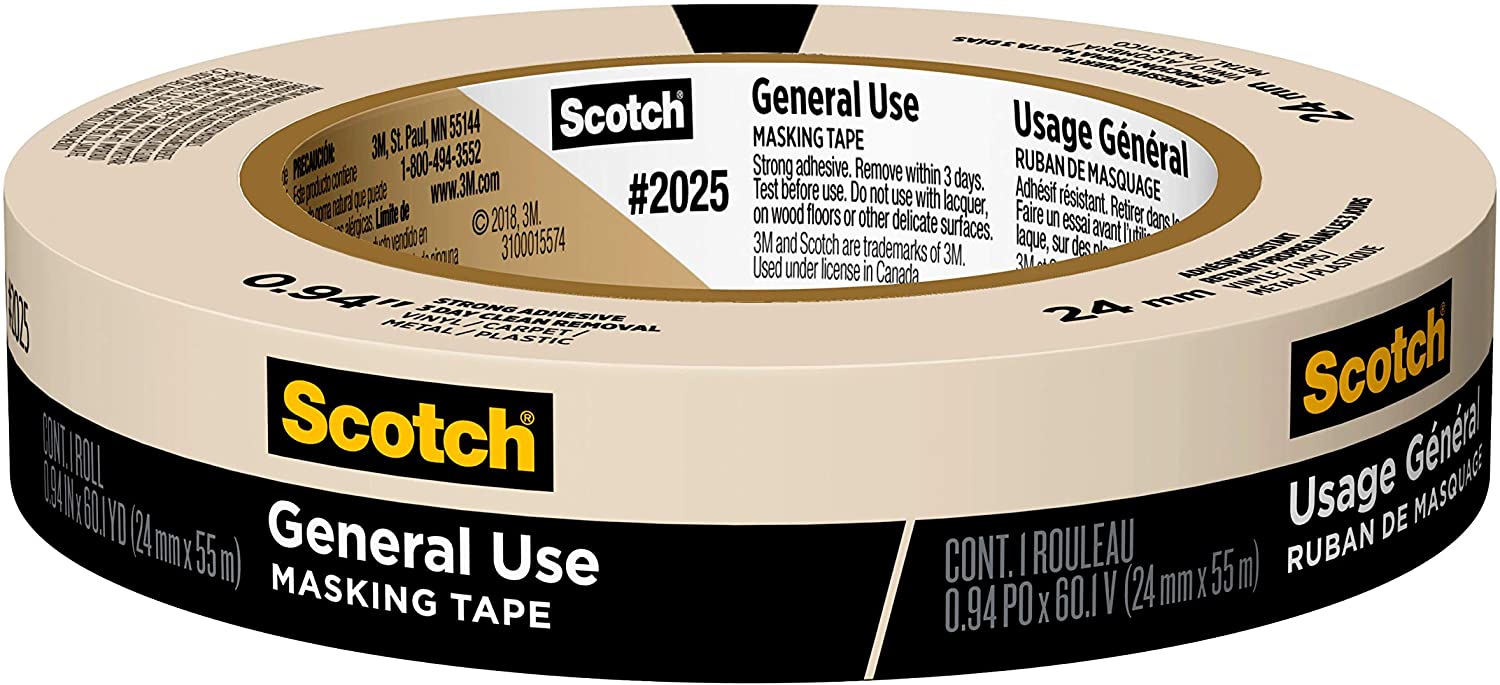 Scotch General Use Masking Tape for Basic Painting, 0.94 inches by 60